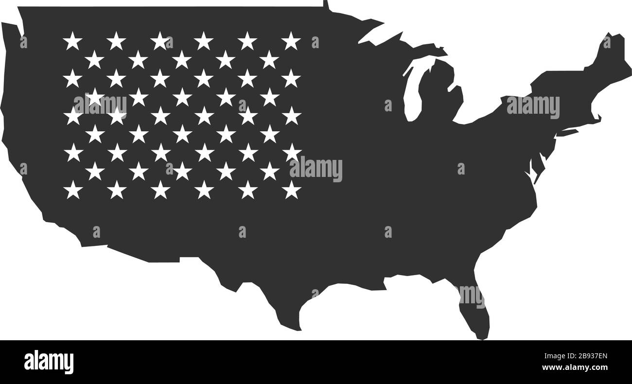 50 american states stars on usa map inside. Stock Vector illustration isolated on white background. Stock Vector