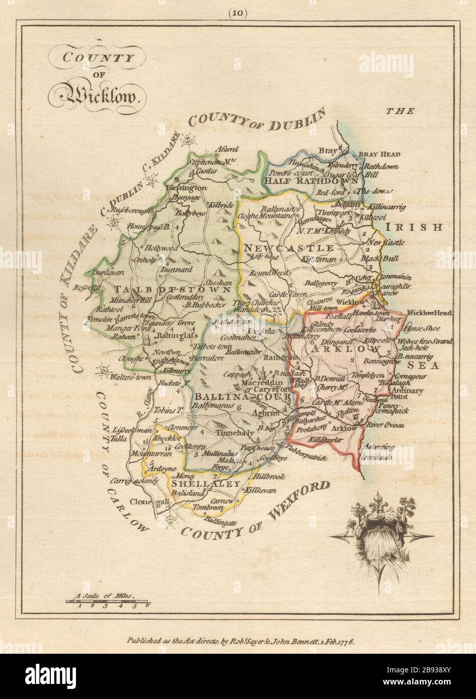 County of Wicklow, Leinster. Antique copperplate map by Scalé / Sayer 1776 Stock Photo