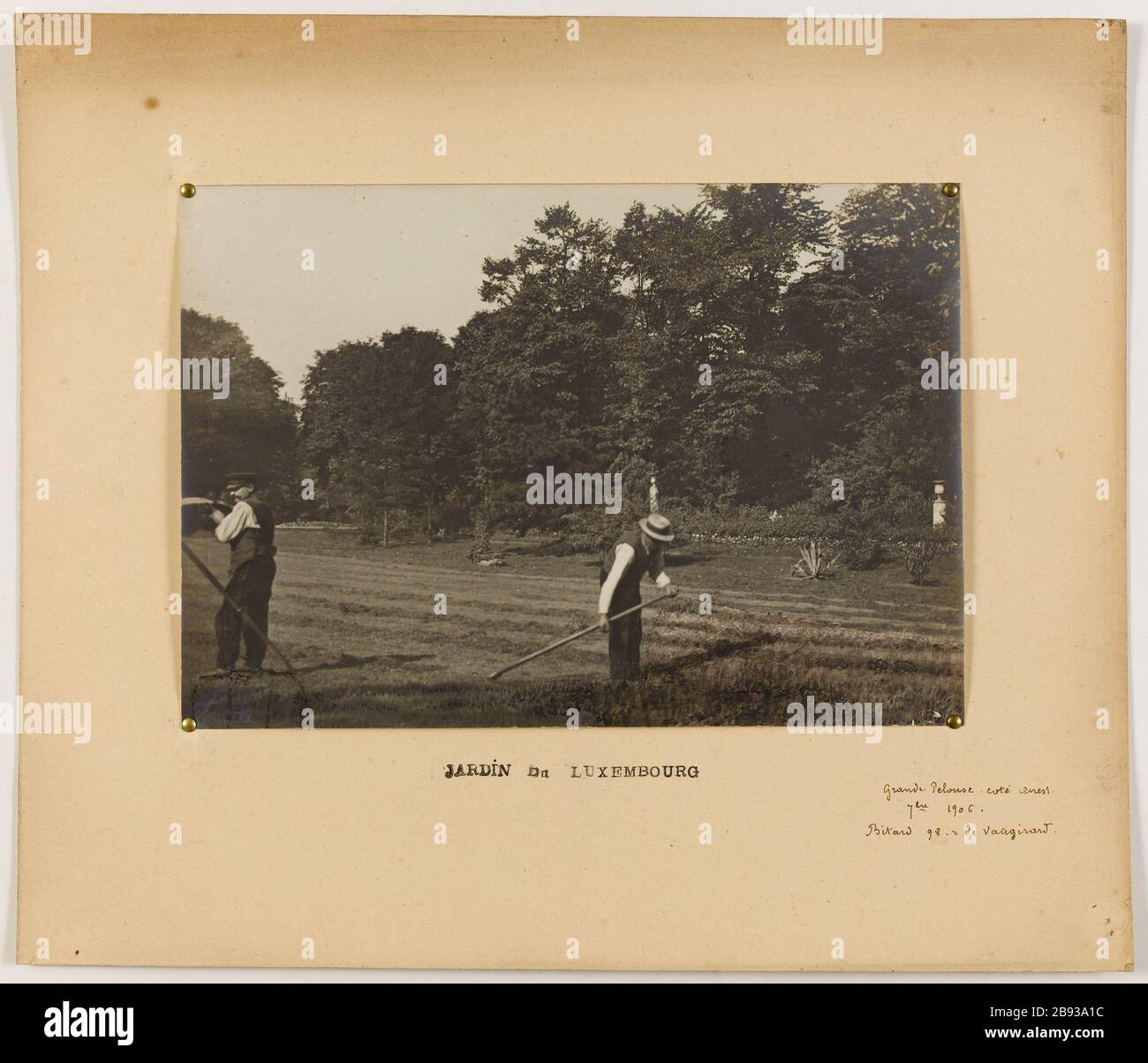 Luxembourg Gardens / Great Lawn. Western coast. Lawn west side of the Jardin du Luxembourg, 6th arrondissement, Paris Pelouse côté ouest du jardin du Luxembourg. Paris (VIème arr.). Photographie de J. Bitard. Tirage au gélatino-bromure d'argent, septembre 1906. Paris, musée Carnavalet. Paris, musée Carnavalet. Stock Photo
