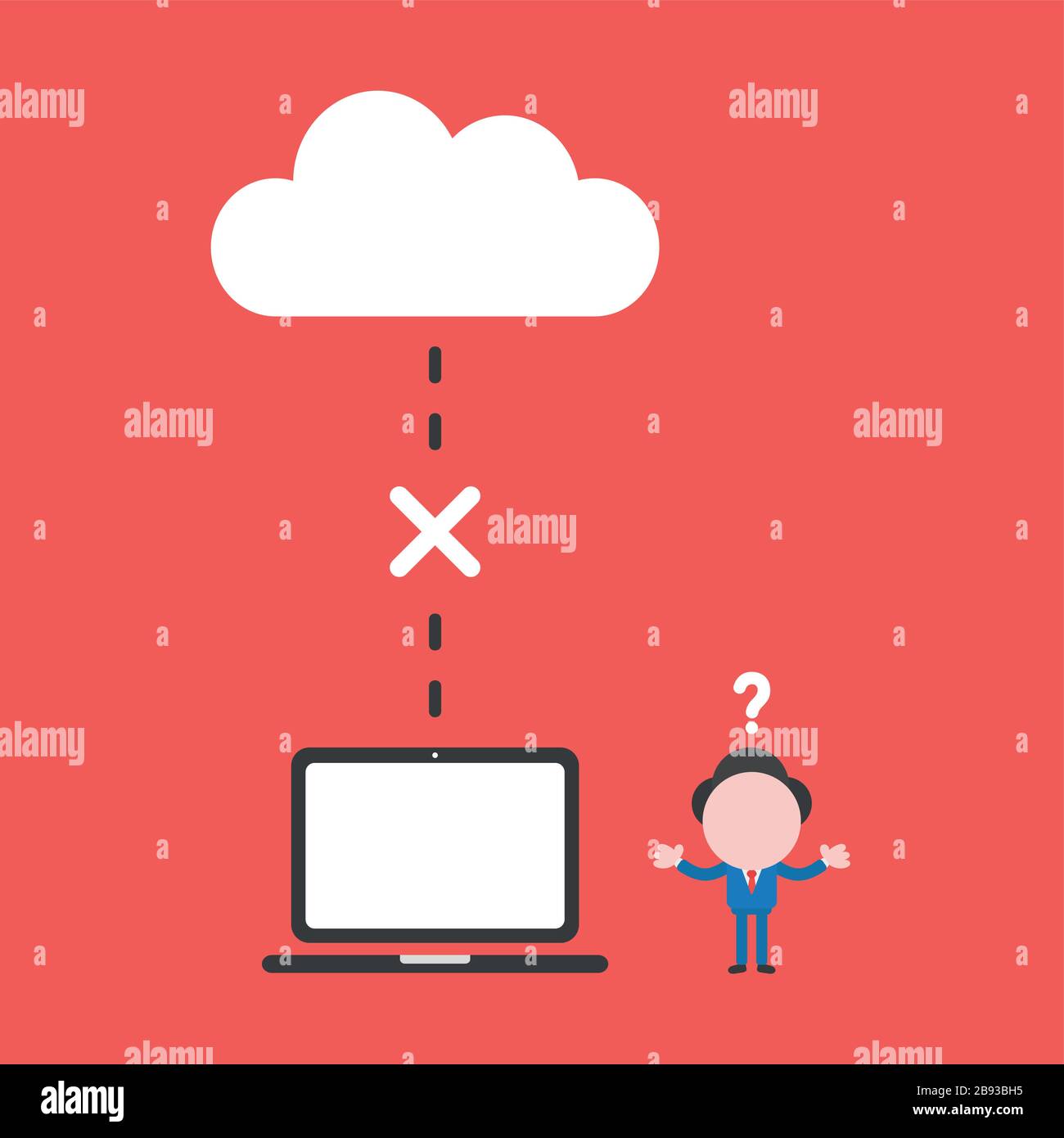 Vector illustration of businessman character confused with connection ...