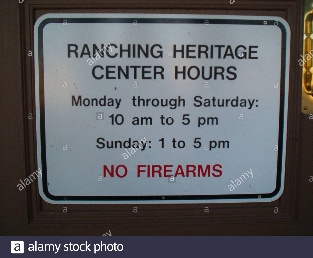 English Museum Hours Sign At The National Ranching Heritage Center At Texas Tech University In Lubbock