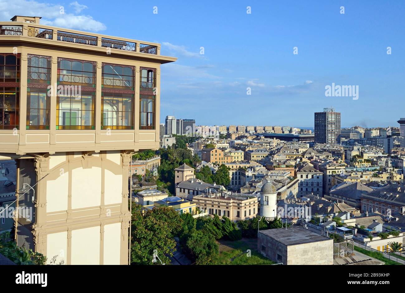View of Genova from Castelletto gardens, Genoa, Ligury, Italy, Europe Stock Photo