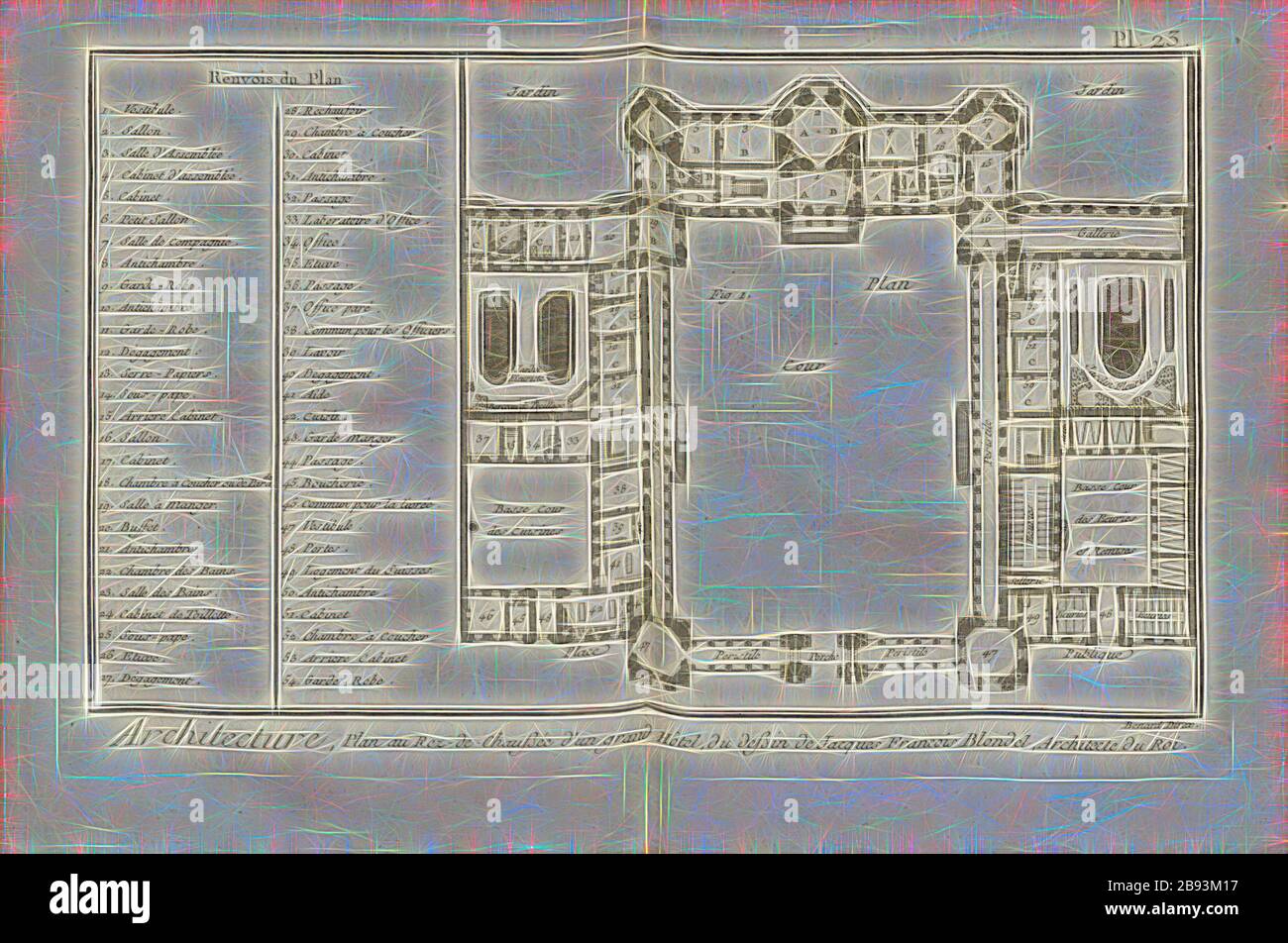 Architecture, Plan on the Ground Floor of a large Hotel ..., Ground plan of  a hotel, Signed: Du dessin de Jacques François Blondel, Benard direx, Pl.  23, after p. 48, Blondel, Jacques