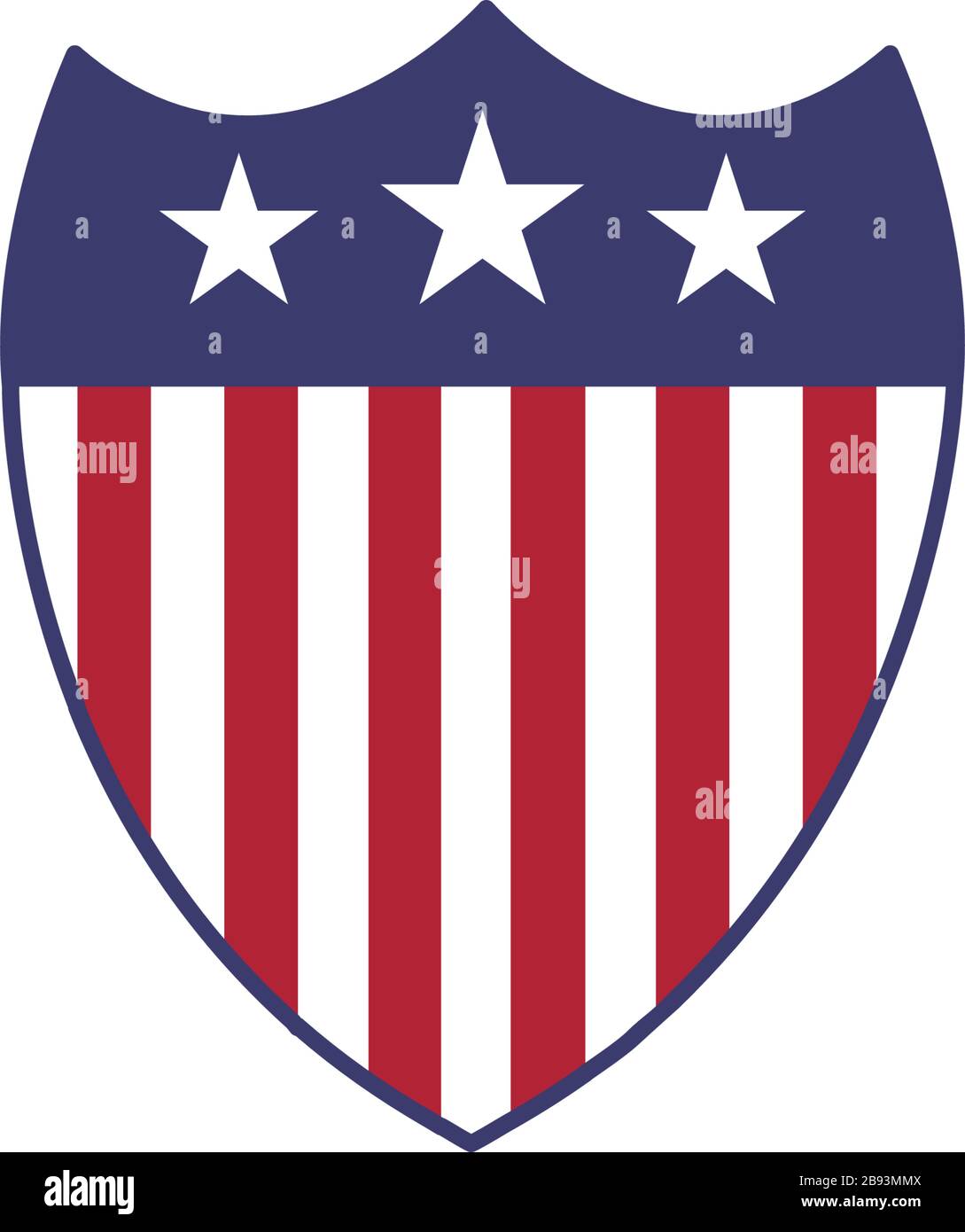 American flag and stars national shield emblem. Stock Vector illustration isolated on white background. Stock Vector