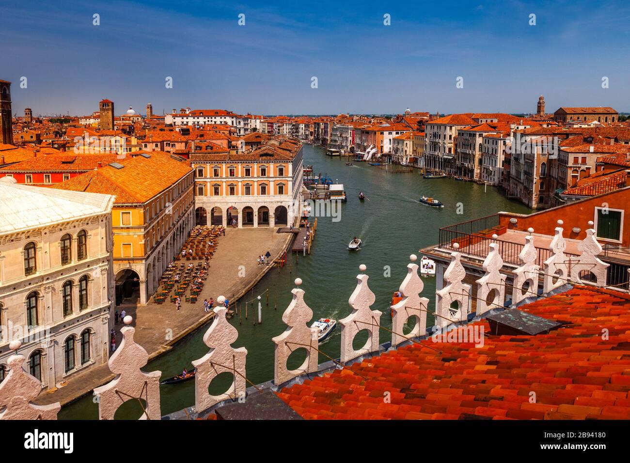 Rooftop view of the Grand Canal in Venice, Italy Stock Photo