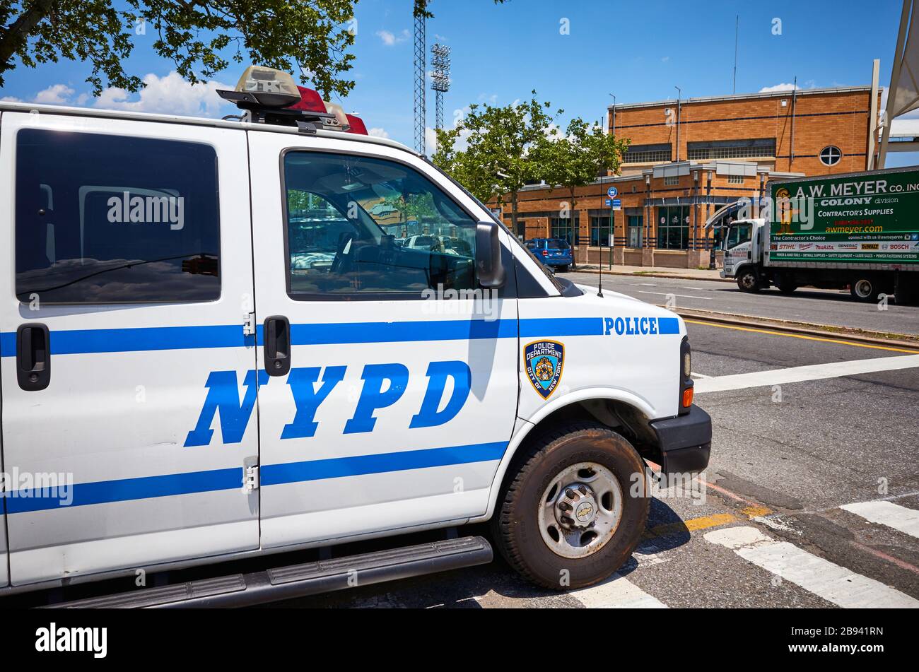 New York, USA - June 29, 2018: NYPD vehicle parked by a street on Staten Island. Stock Photo