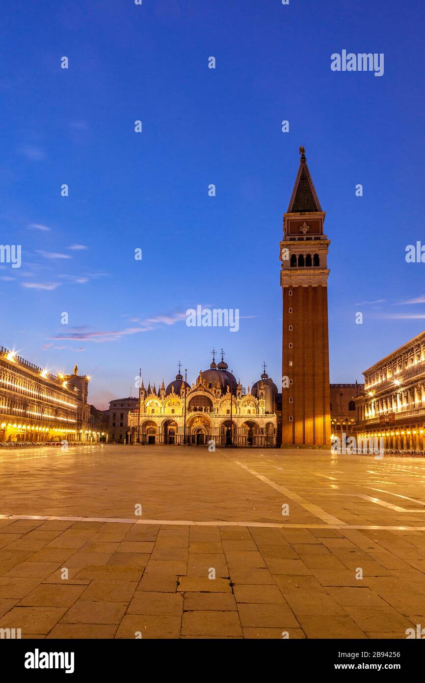 Twilight over St Mark's Square in Venice, Italy Stock Photo