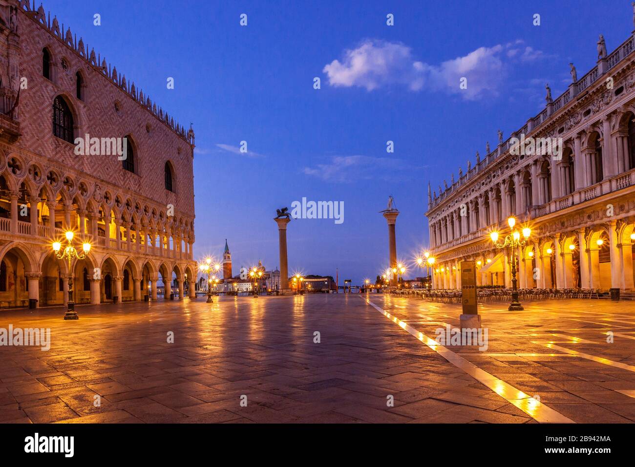 Twilight over St Mark's Square in Venice, Italy Stock Photo