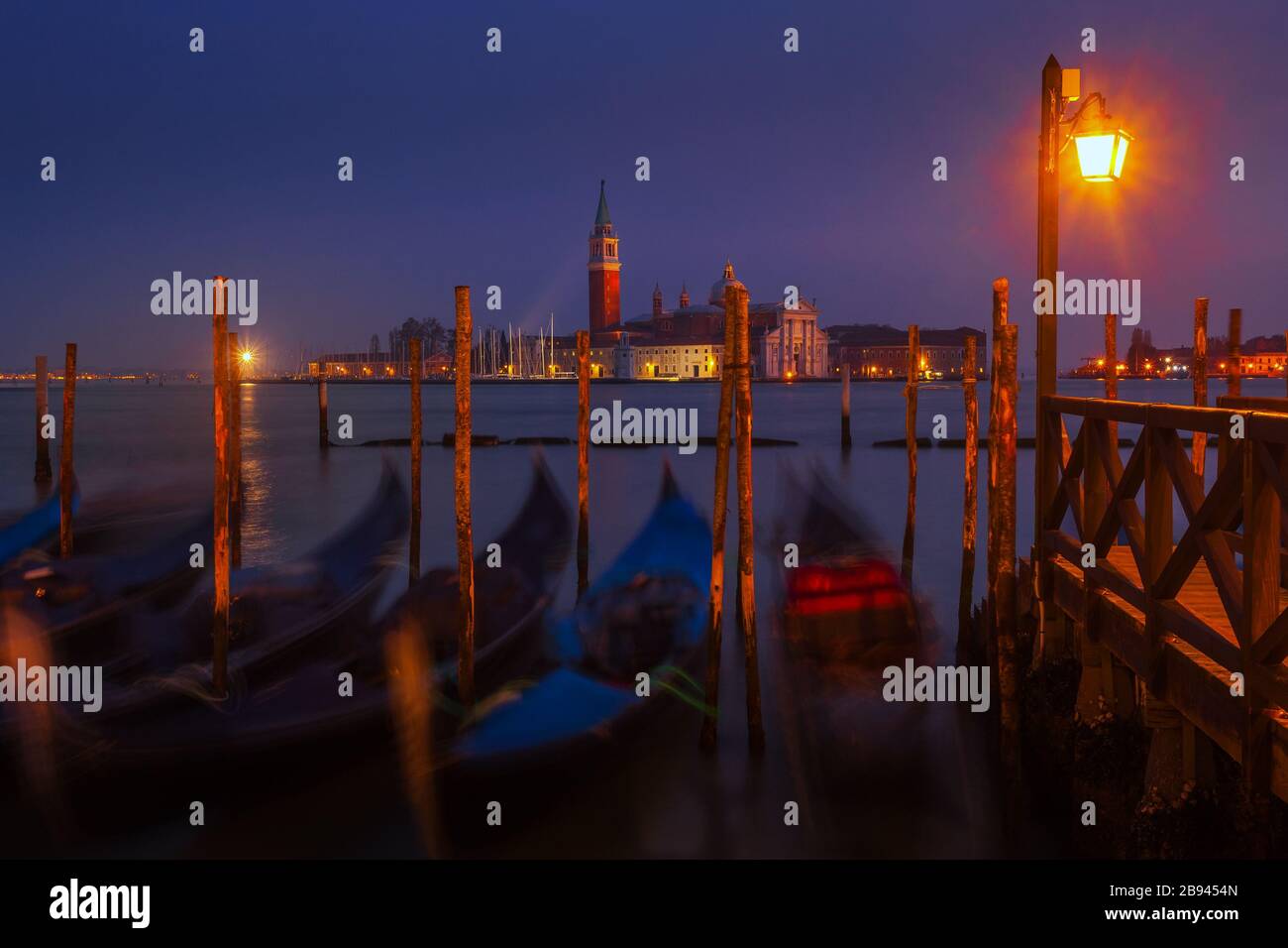 Venice view at twilight.  In the background is the island of San Giorgio Stock Photo