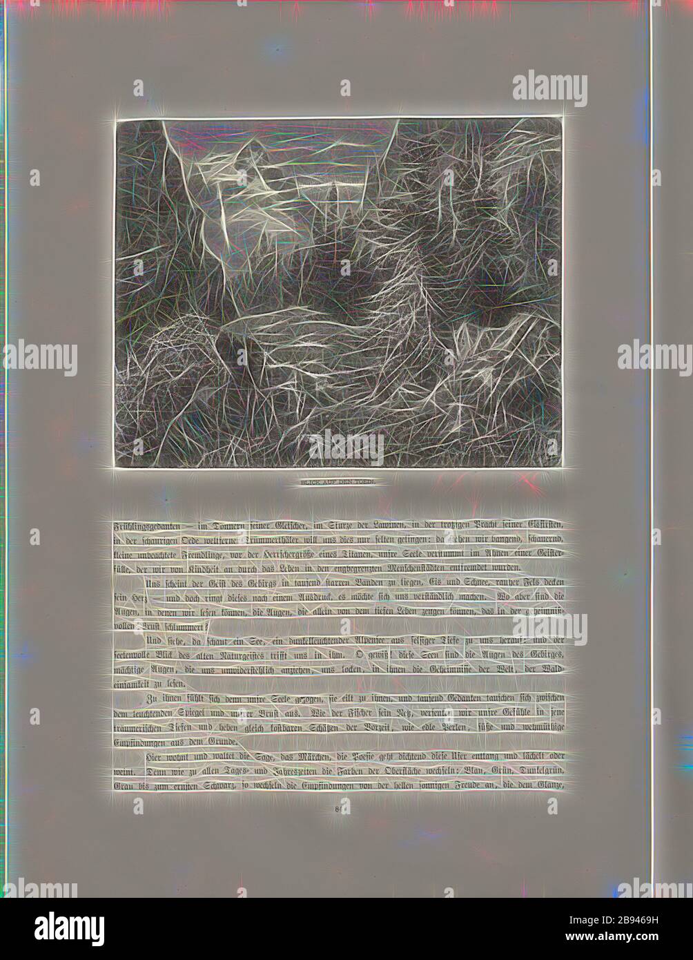 Look at the Toedi, View of the Tödi from the 19th century, signed: TK sc, C.J. (?), Fig. 70, p. 84, K., T. (sc.), Jungheim, C, Woldemar Kaden: Das Schweizerland: eine Sommerfahrt durch Gebirg und Thal. Stuttgart: Engelhorn, 1875, Reimagined by Gibon, design of warm cheerful glowing of brightness and light rays radiance. Classic art reinvented with a modern twist. Photography inspired by futurism, embracing dynamic energy of modern technology, movement, speed and revolutionize culture. Stock Photo