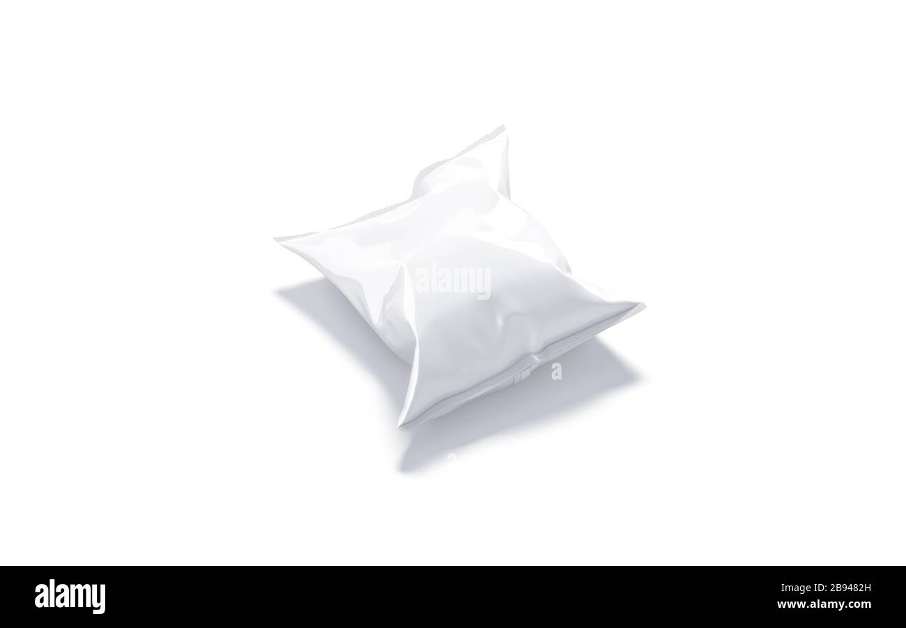 Blank white foil chips pack mockup, side view Stock Photo