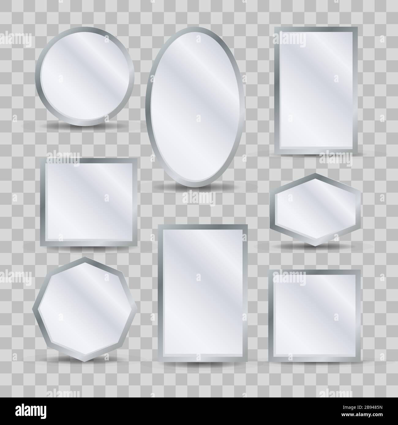 Miorror decorative reflections on transparent Stock Vector
