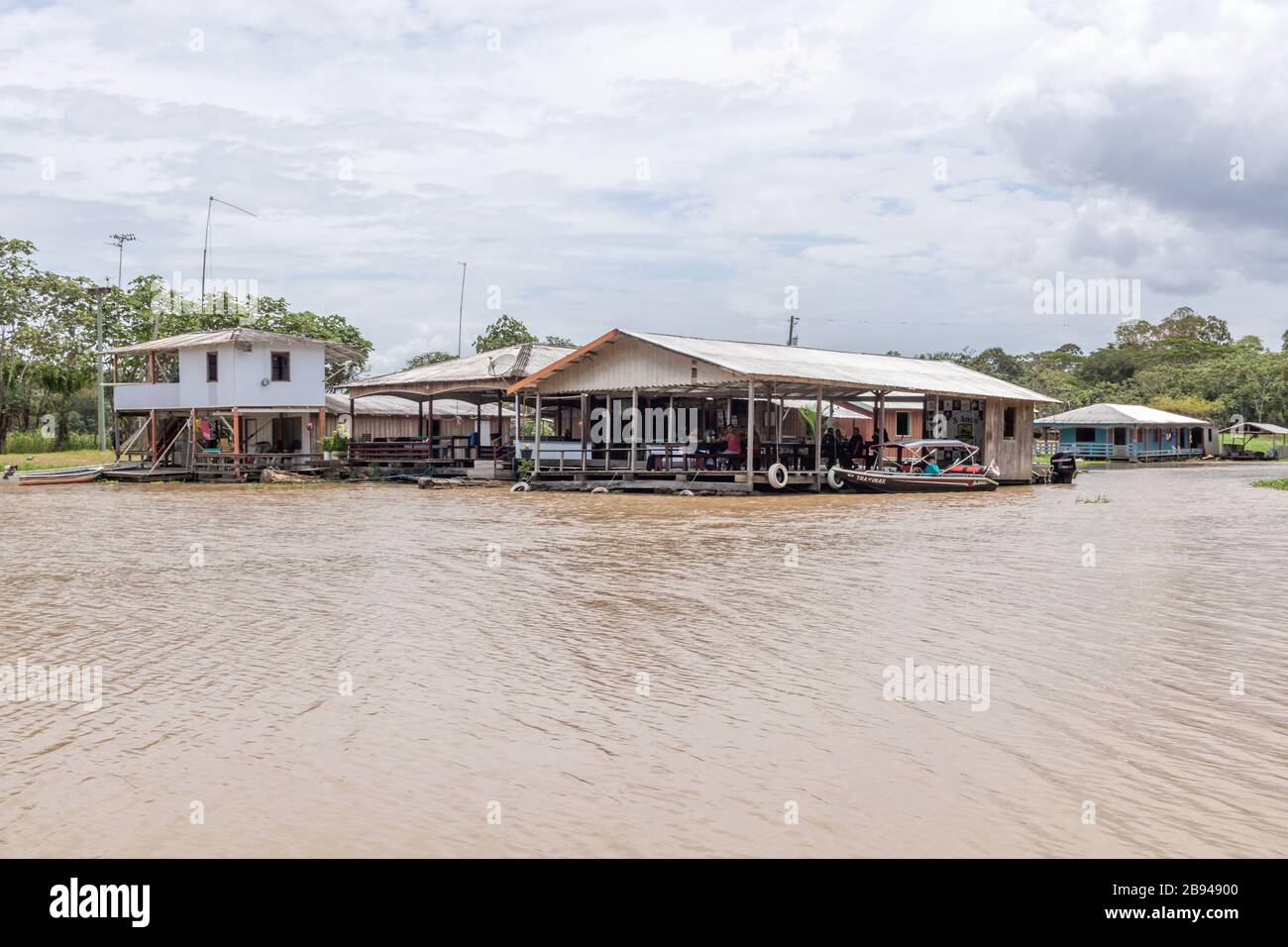 floating houses on the Amazon river in the city of Manaus in Brazil