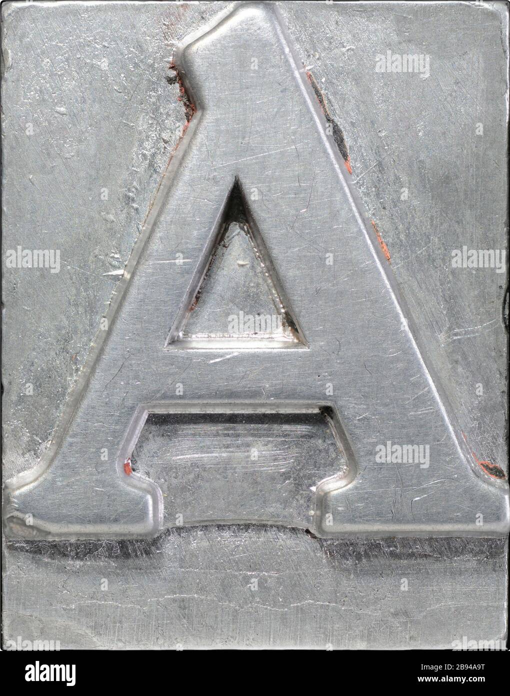 isolated capital letter A from vintage metallic letterpress set Stock Photo