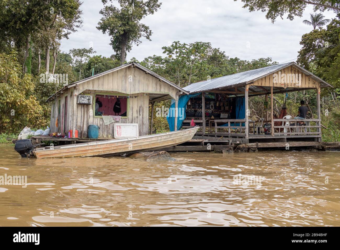 floating houses on the Amazon river in the city of Manaus in Brazil