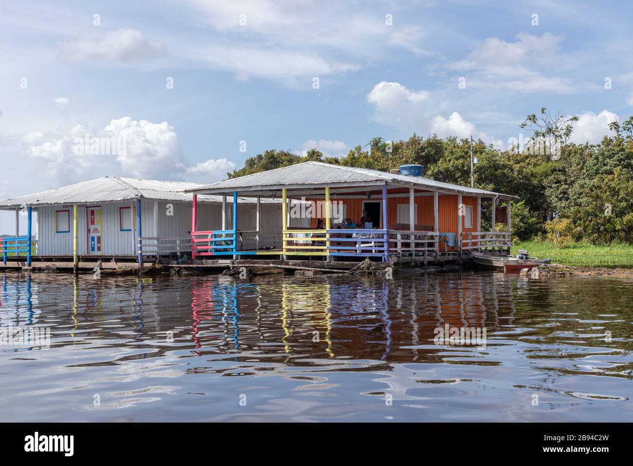 floating houses on the Amazon river in the city of Manaus in Brazil