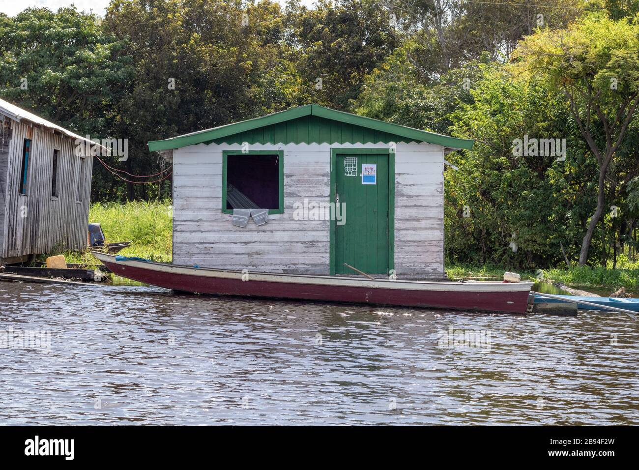 floating houses on the Amazon river in the city of Manaus in Brazil