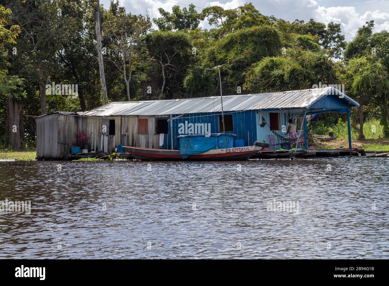 floating houses on the Amazon river in the city of Manaus in Brazil