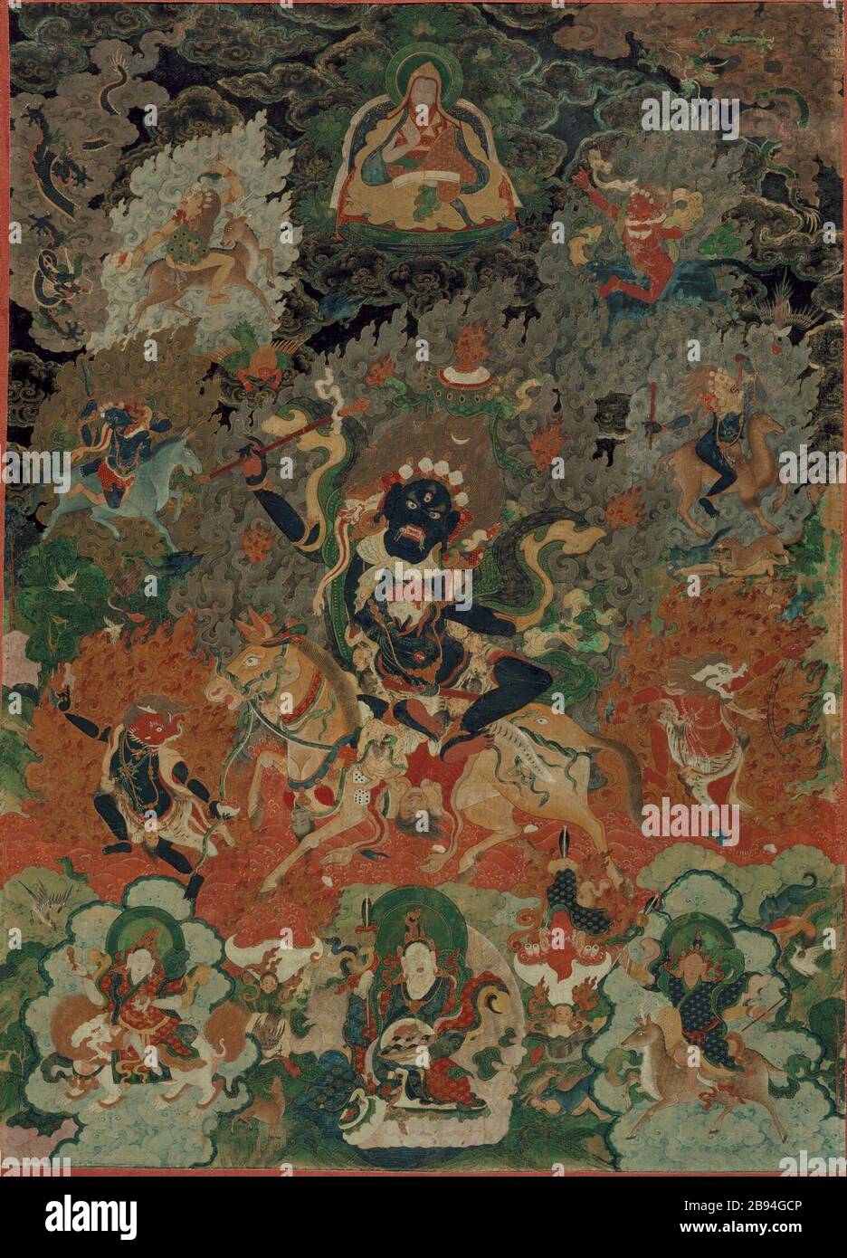'Shri (Palden Lhamo); English:  Central Tibet, circa 1750-1850 Paintings Mineral pigments and gold on cotton cloth 28 1/2 x 21 1/4 in. (72.39 x 53.98 cm) From the Nasli and Alice Heeramaneck Collection, Museum Associates Purchase (M.83.105.17) South and Southeast Asian Art; between circa 1750 and circa 1850 date QS:P571,+1500-00-00T00:00:00Z/6,P1319,+1750-00-00T00:00:00Z/9,P1326,+1850-00-00T00:00:00Z/9,P1480,Q5727902; ' Stock Photo