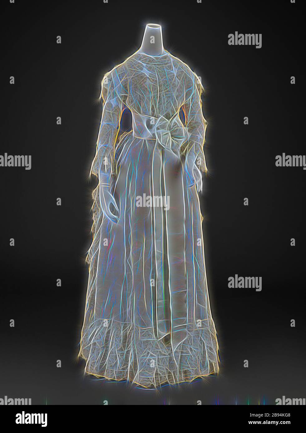 Wedding Dress Skirt Bodice Petticoat Two Sleeves Two Mitts Sash Bow Waist Piece Unknown 18 Cotton Lace Silk Satin A Skirt Center Back 51 1 2 In Center Front 43 In Waist 23 In
