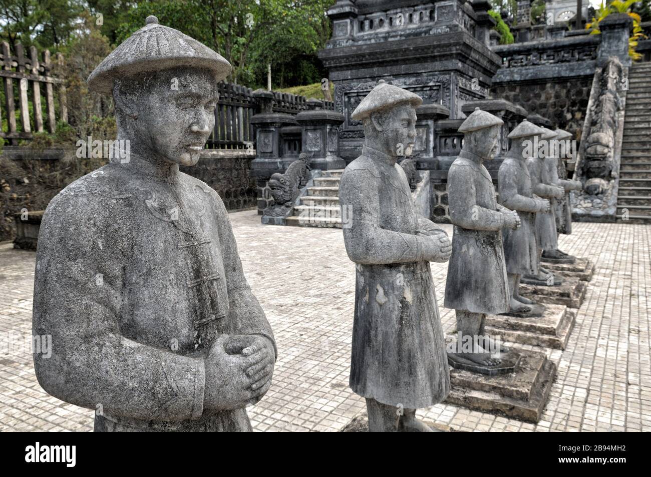 Stone statues of mandarins at the Tomb of Emperor Khai Dinh, Hue