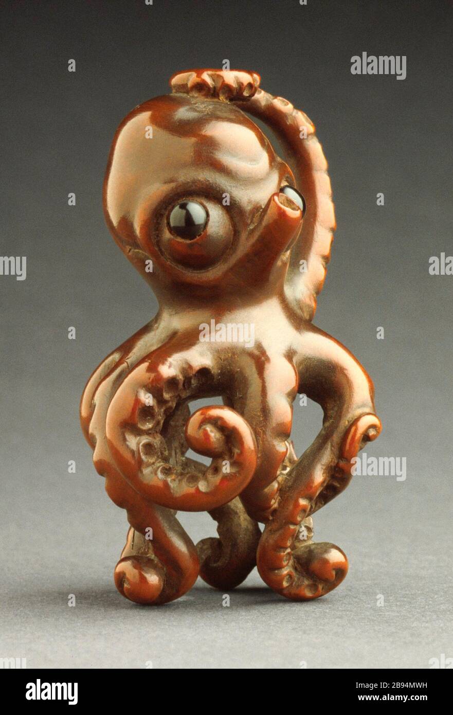 Standing Octopus English Japan Early 19th Century Costumes Accessories Wood With Inlays 2 1 2 X