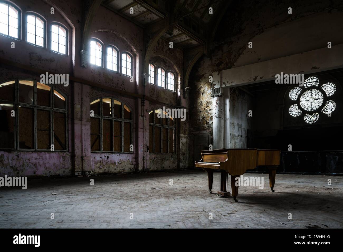A piano in an lost place Stock Photo