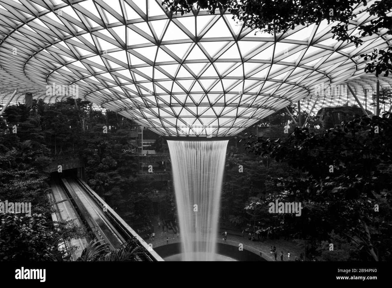 Jewel Changi Airport, Singapore. Jewel Changi Airport is a nature-themed entertainment and retail complex on the landside of Changi Airport. Stock Photo