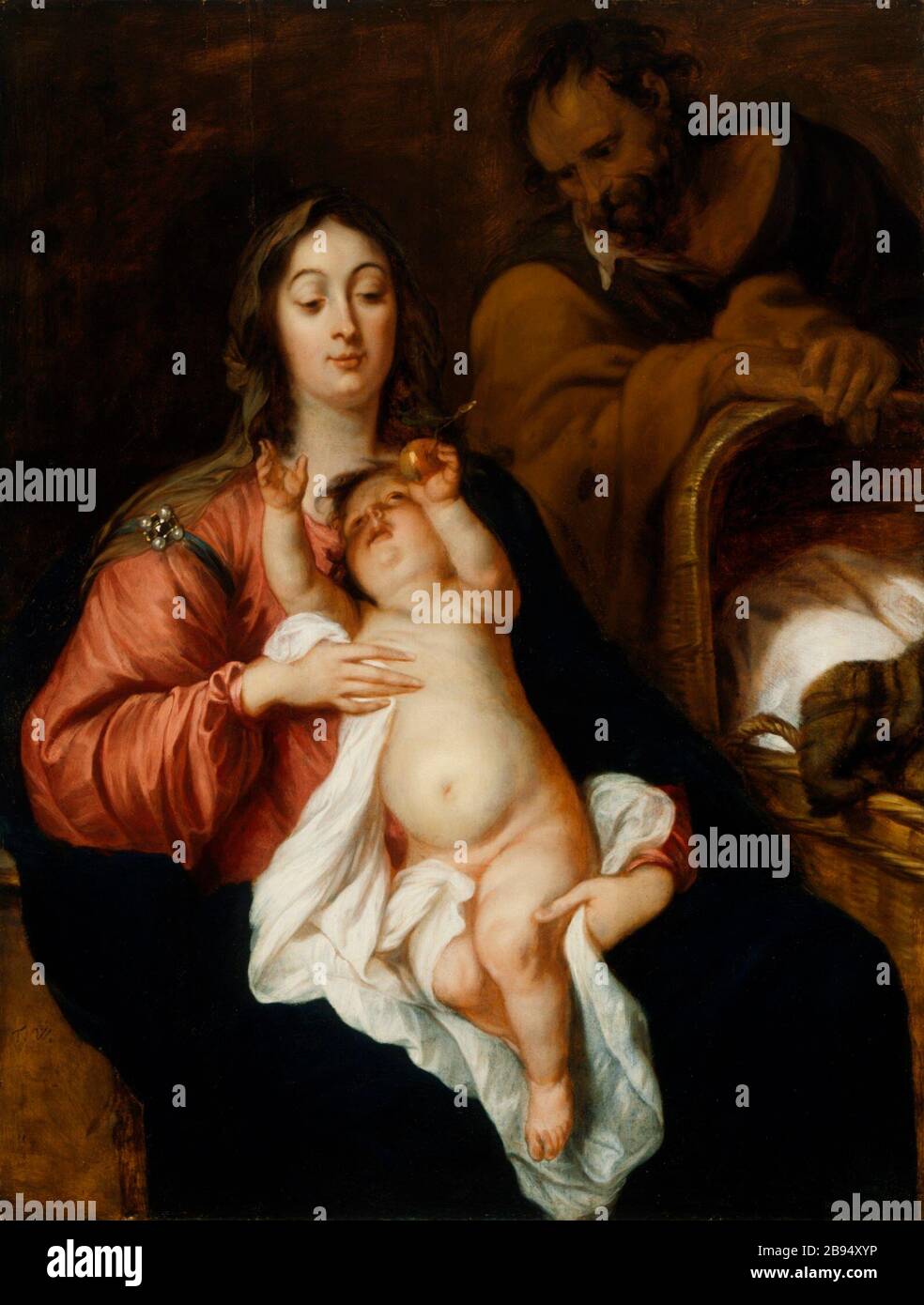 'The Holy Family; English:  Flanders, late 1640s Paintings Oil on wood Anonymous gift (50.21) European Painting Currently on public view: Ahmanson Building, floor 3; late 1640s date QS:P571,+1640-00-00T00:00:00Z/8,P4241,Q40719766; ' Stock Photo