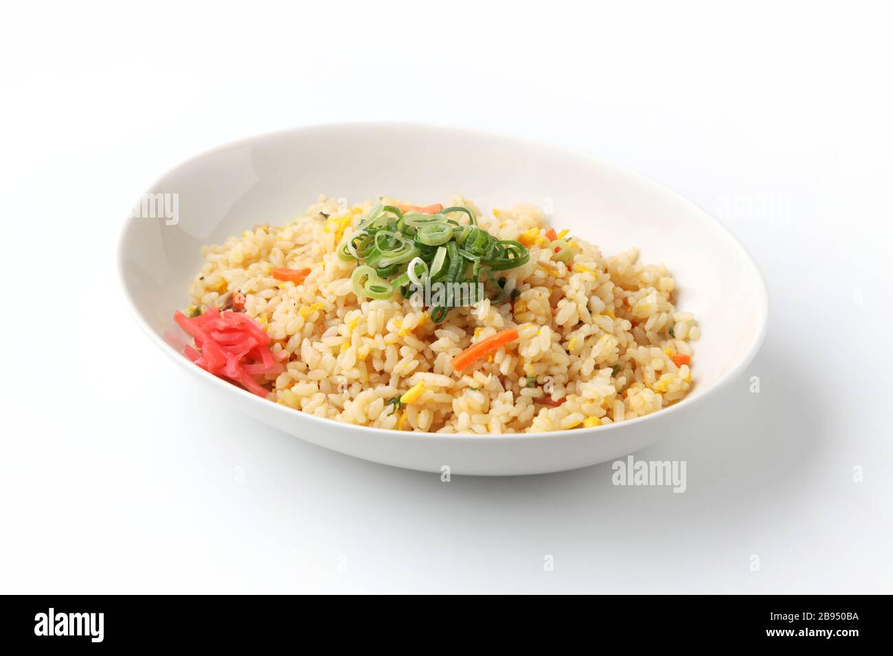 fried rice on plate isolated on white background Stock Photo - Alamy