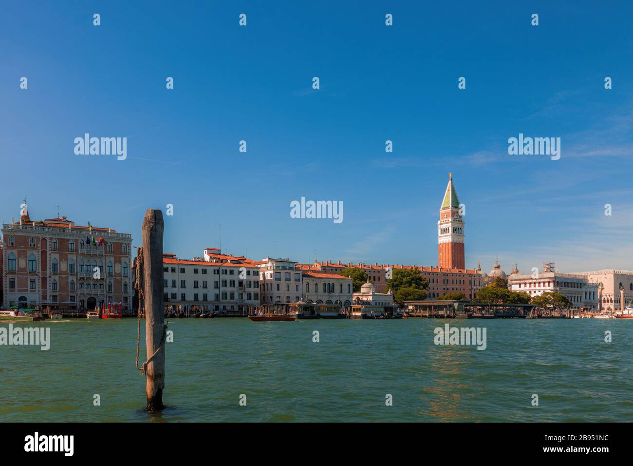 Looking out towards St. Mark's Square from the Grand Canal in Venice, Italy Stock Photo