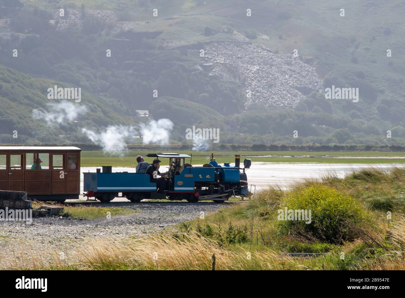 'Sherpa' 0-4-0ST half full size Darjeeling & Himalayan Class B locomotive.at the Mawddach Estuary, Fairbourne Railway, near Barmouth, Gwynedd, Wales Stock Photo
