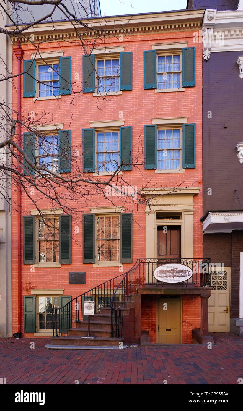 WASHINGTON, DC -22 FEB 2020- View of the Petersen House, known as The House where Lincoln Died, across from the Ford’s Theatre in Washington, DC. Stock Photo