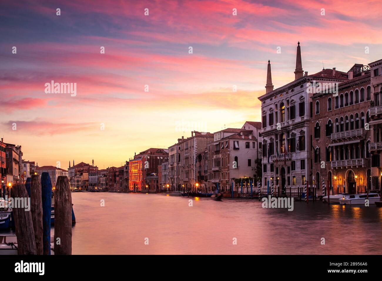 Sunrise over the Grand Canal in Venice, Italy Stock Photo