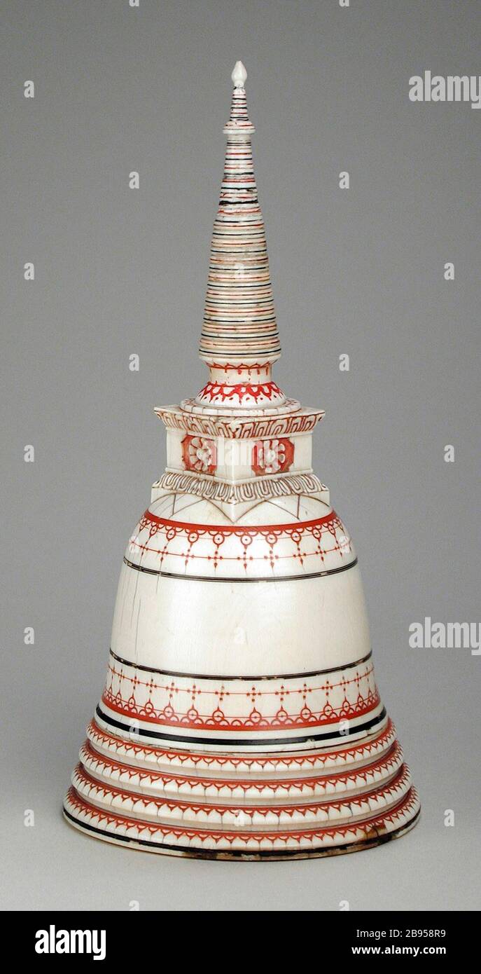 Votive Stupa English Sri Lanka Kandy Period 17th 18th Century Sculpture Ivory With Paint Height 8 1 8 In 64 Cm Diameter 4 In 10 16 Cm At Base Gift Of Mrs Beverly Coburn M 78 101 2