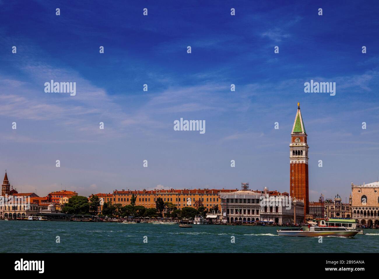 View out over the Grand Canal towards St. Mark's Square in Venice, Italy Stock Photo