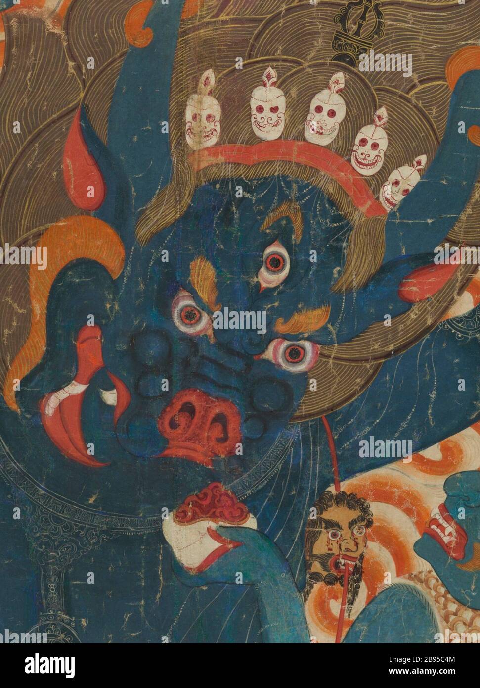'Yama and Yami (image 13 of 21); English:  Eastern Tibet, Kham region, circa 1675-1725 Paintings Mineral pigments and gold on cotton cloth Image: 94 1/2 x 58 1/4 in. (240.03 x 147.96 cm); Overall (with former mount): 317.5 x 212.09 cm. (125 x 83 1/2 in) Gift of Mr. and Mrs. Jack Zimmerman (M.71.78) South and Southeast Asian Art; between circa 1675 and circa 1725 date QS:P571,+1500-00-00T00:00:00Z/6,P1319,+1675-00-00T00:00:00Z/9,P1326,+1725-00-00T00:00:00Z/9,P1480,Q5727902; ' Stock Photo