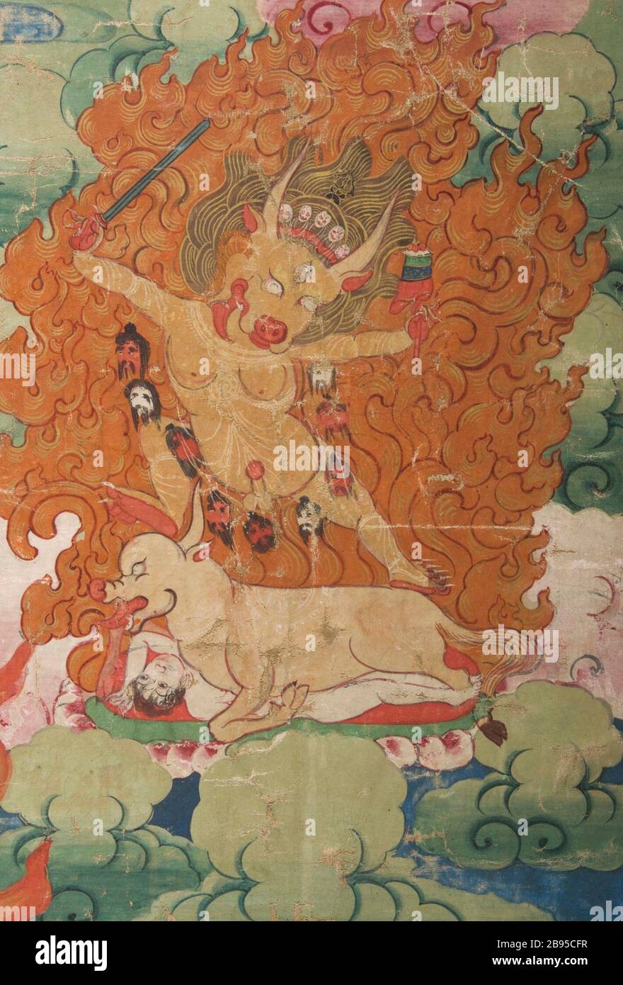 'Yama and Yami (image 9 of 21); English:  Eastern Tibet, Kham region, circa 1675-1725 Paintings Mineral pigments and gold on cotton cloth Image: 94 1/2 x 58 1/4 in. (240.03 x 147.96 cm); Overall (with former mount): 317.5 x 212.09 cm. (125 x 83 1/2 in) Gift of Mr. and Mrs. Jack Zimmerman (M.71.78) South and Southeast Asian Art; between circa 1675 and circa 1725 date QS:P571,+1500-00-00T00:00:00Z/6,P1319,+1675-00-00T00:00:00Z/9,P1326,+1725-00-00T00:00:00Z/9,P1480,Q5727902; ' Stock Photo