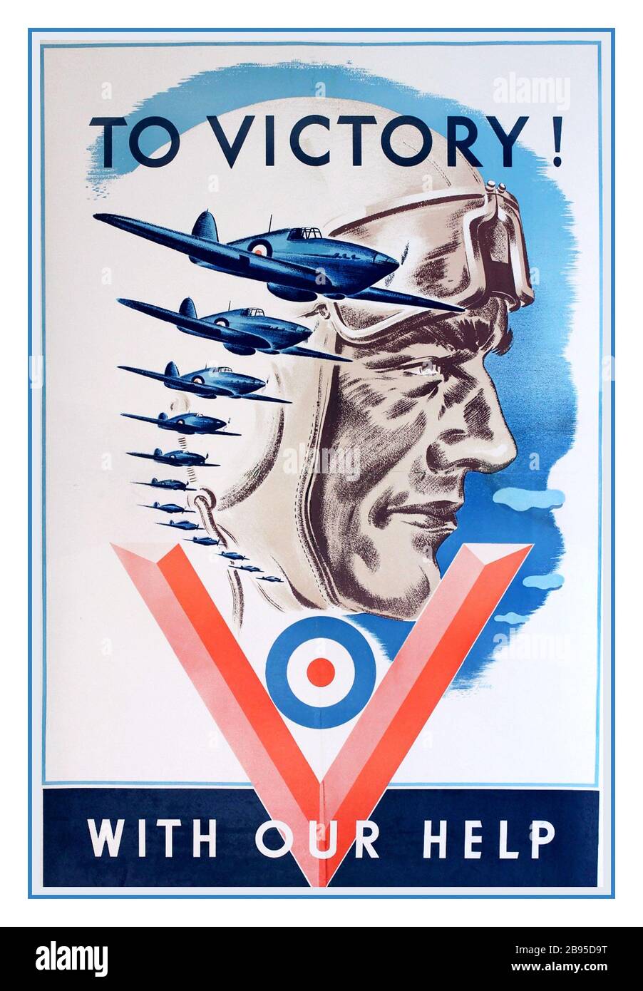 VINTAGE WW2 PROPAGANDA POSTER To Victory! Vintage Poster (artist: Taber) Canada c. 1941 With our UK help with supply of Hawker Hurricanes donated to Canada's War Effort...Printed by Massey-Harris for distribution in England c.1940s WW2 World War II Second World War Stock Photo