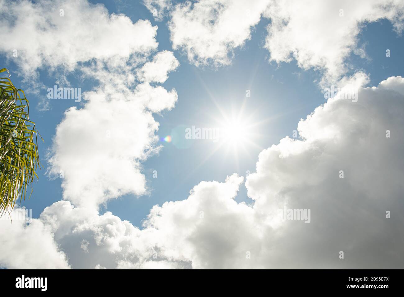 Sunshine sunny blue skies partly cloudy no rain weather forecast stock  photos Stock Photo - Alamy