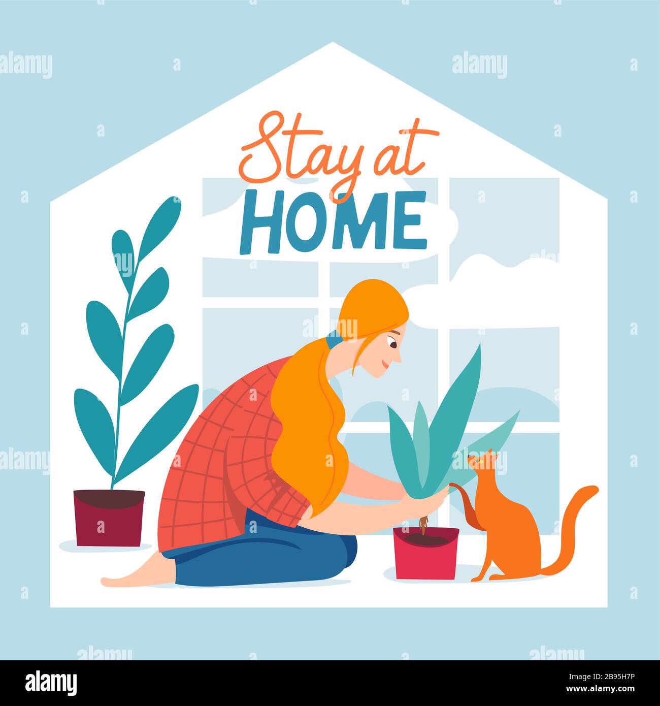 Stay home vector quarantine illustration with brave people spend time ...