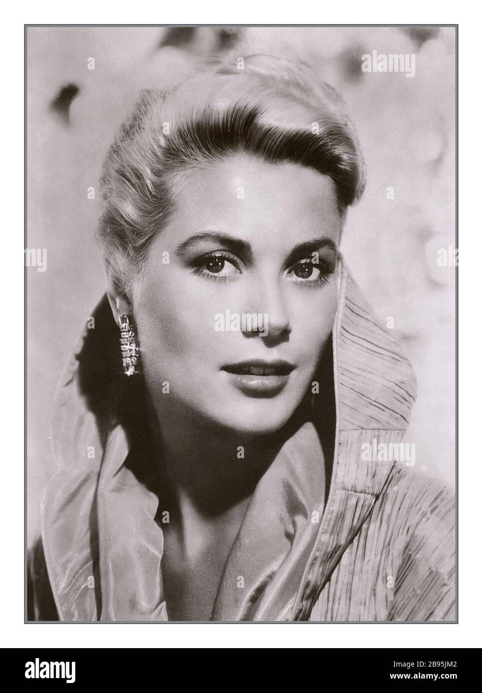 Archive Grace Kelly Film Actress 1954 Hollywood Studio promotional still B&W photo stunningly beautiful American Film Actress who subsequently became Princess Grace of Monaco by marrying Prince Rainier III in April 1956. Stock Photo