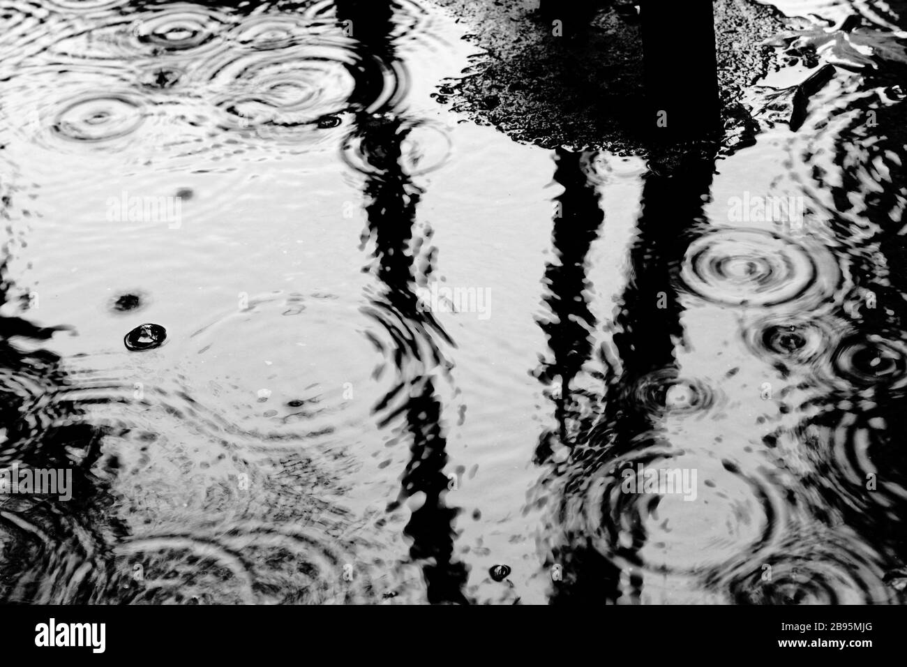 Bubble on puddle under the rain on autumn in Buenos Aires Stock Photo