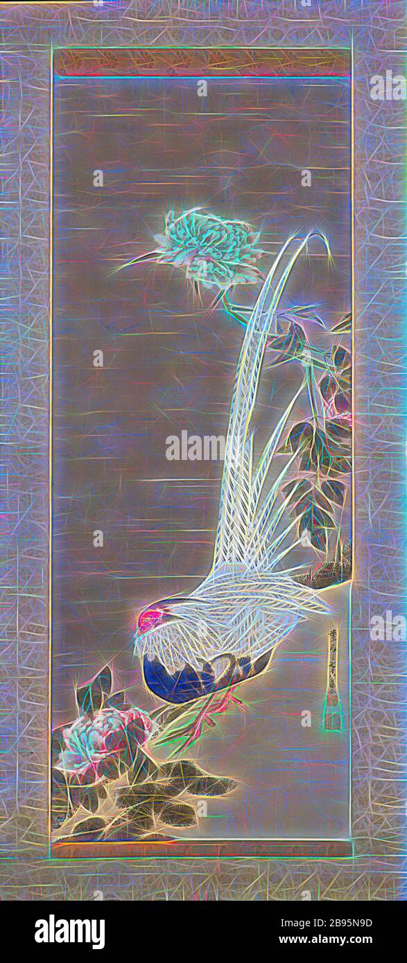 Silver Pheasant And Peonies Itō Jakuchu Japanese 1716 1800 Edo 1793 Ink And Color On Silk 40 1 4 X 15 3 4 In Image 78 1 2 X 23 5 8 In Installed Signed Beito O Gyonen Nanjuhachi Sai Ga Painted