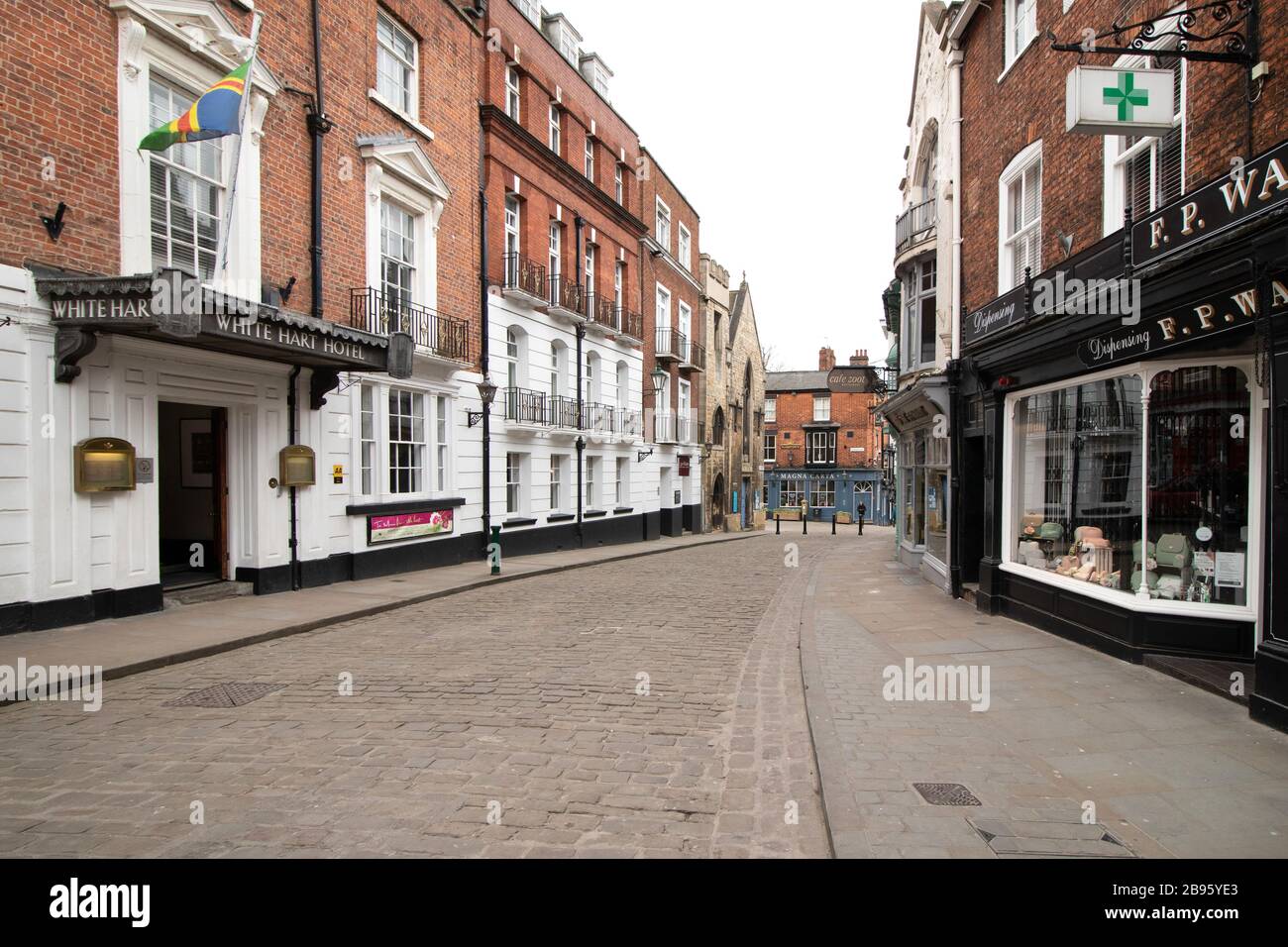 The view down the Bailgate area of Uphill Lincoln showing the White