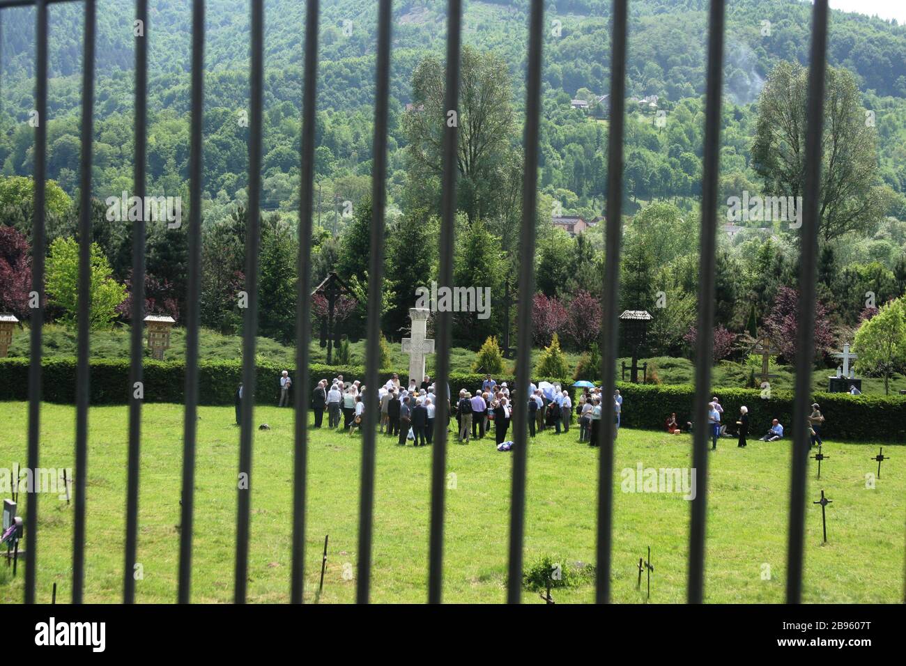 People gathered for a religious service commemorating the victims of communism in Sighet, Romania. Stock Photo