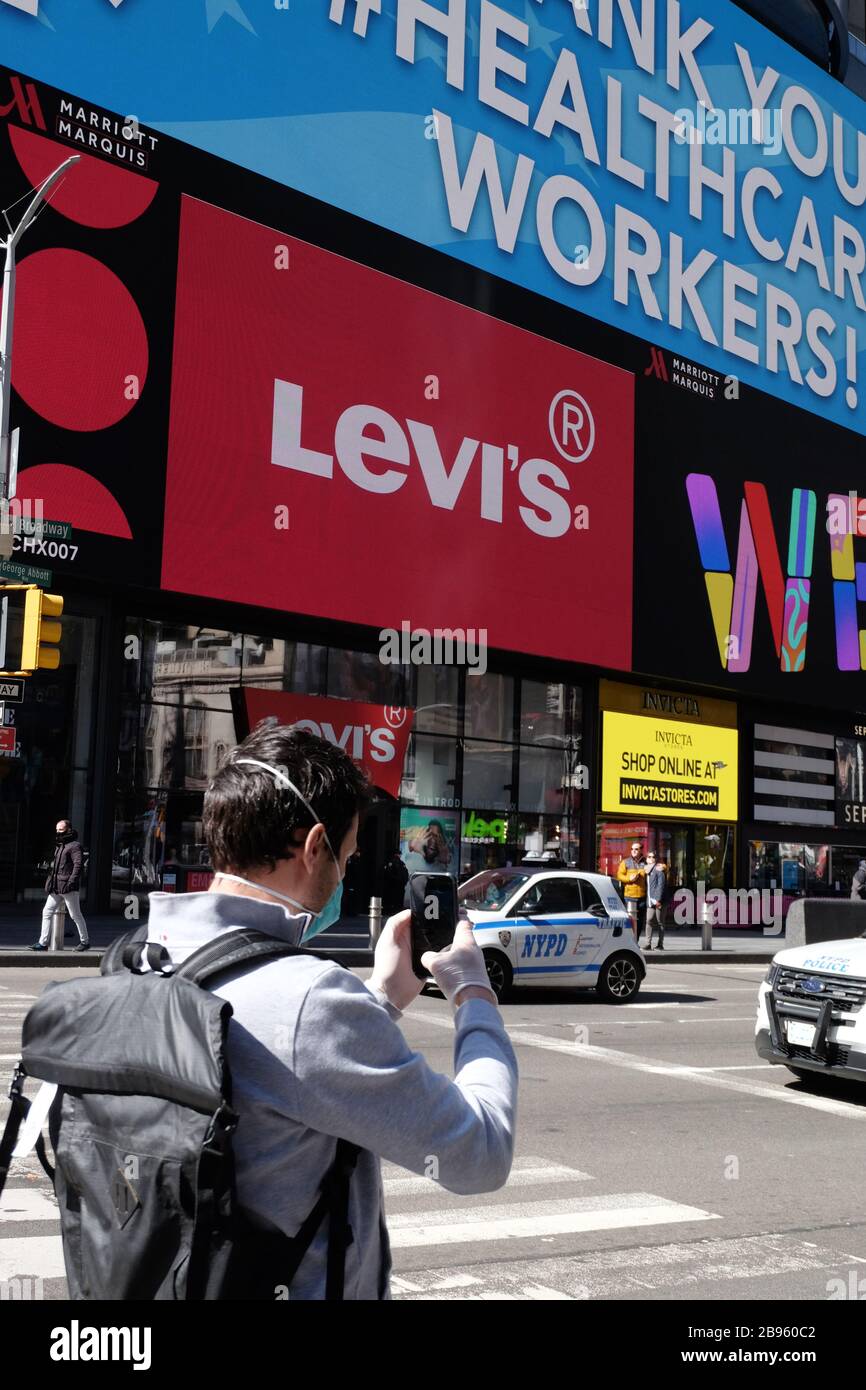 Times Square, New York during the coronavirus pandemic march 2020 Stock ...