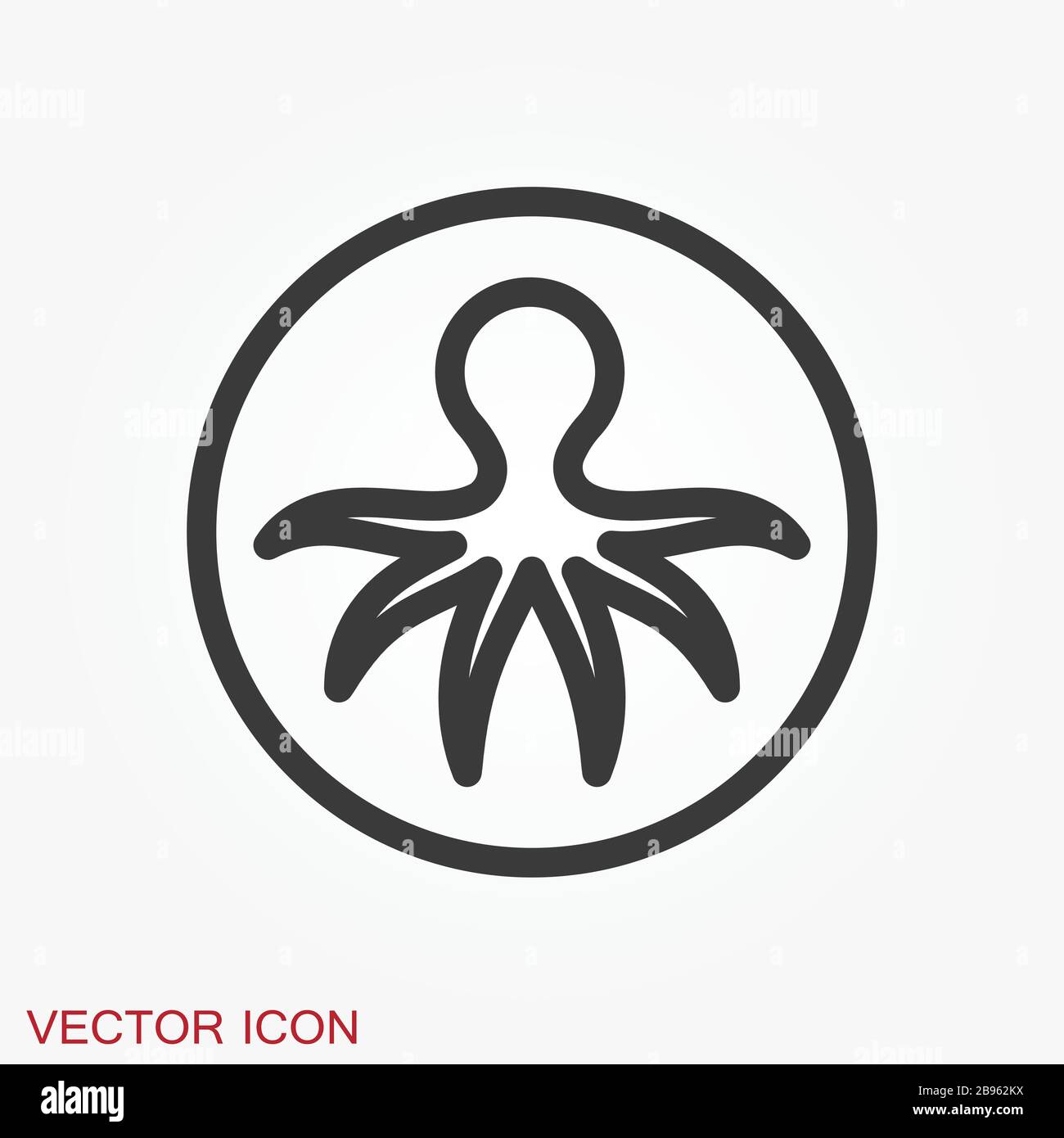 Octopus icon. Vector of an octopus design on white background. Aquatic ...