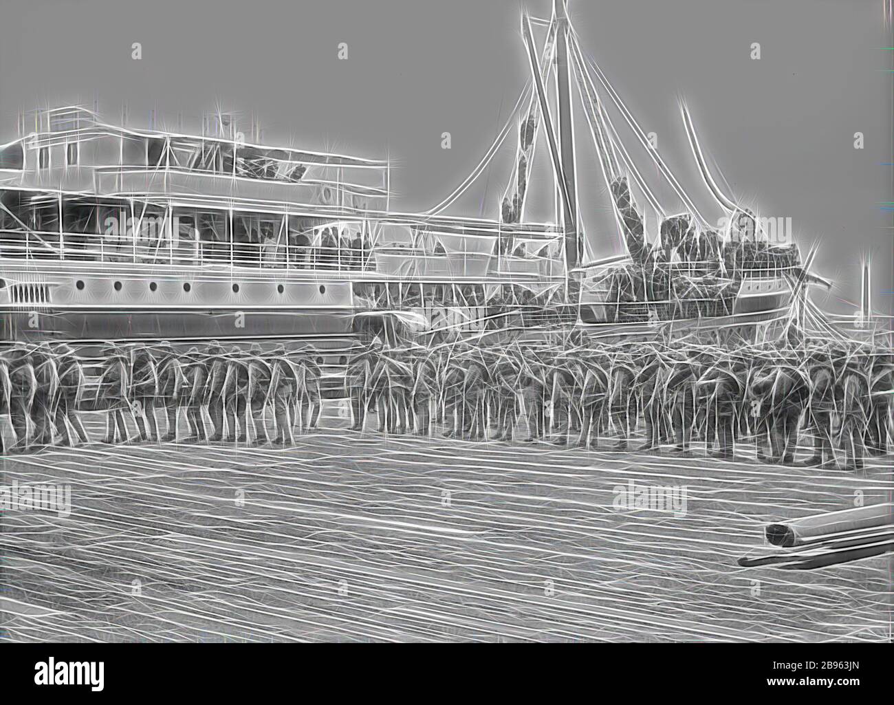 Glass Negative - Troops Embarking HMT Orient Bound for Boer War, Melbourne,  15 Feb 1901, Troops embarking a ship in Melbourne, bound for the Boer War,  probably on 15 February 1901. The