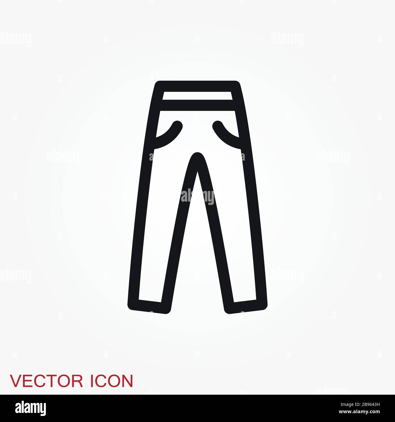 Pants icon. solid fill vector icons set as flat icons Stock Vector
